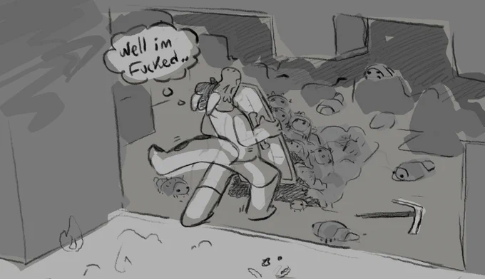 looking at old sketches and im not sure if this was ever posted lol
back from when i was getting into minecraft again. silverfish are no joke!! 