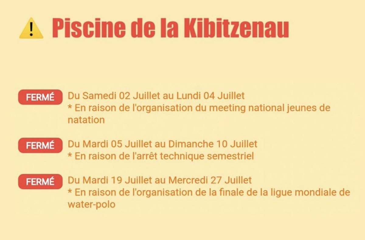 StrasPool's tweet image. 📣 Faites passer le mot à vos amis nageurs/nageuses: le mois de Juillet annonce des fermetures en pagaille à la #piscine de la #Kibitzenau 😭 Les perturbations en cours et à venir sont sur l'appli #straspool et straspool.eu 💻 #Strasbourg @strasbourg @20minutesstras