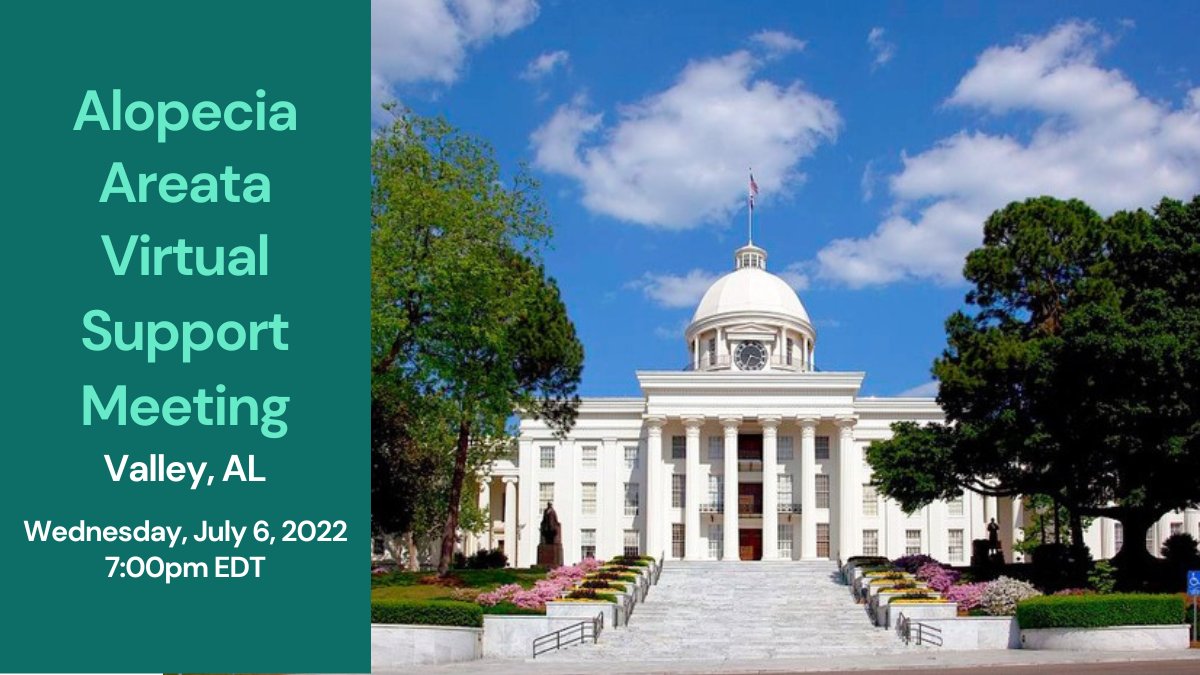 NAAF_org's tweet photo. Join our Valley, AL #AlopeciaAreata Virtual #SupportMeeting place this Wednesday, July 6 at 7:00 p.m. ET.
This is a virtual meeting that you can join from anywhere in the country.
Learn more and RSVP: https://t.co/PoC9B86dGH
#NAAF #supportgroup https://t.co/0WzjqOePpE