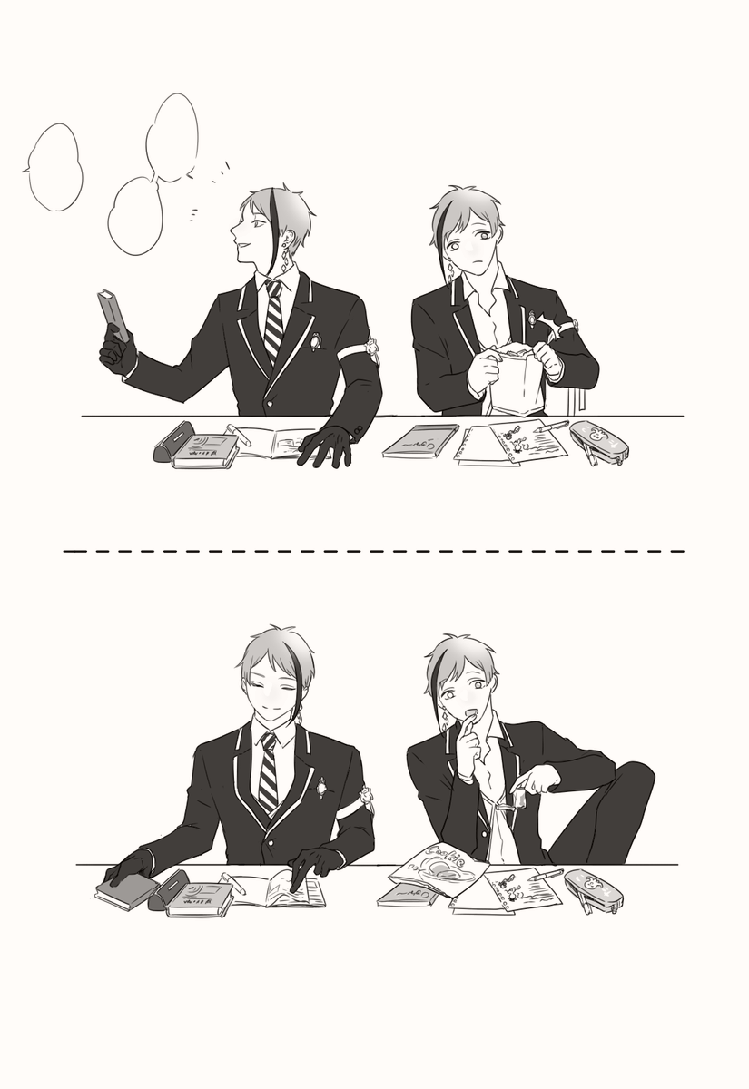 自習中のジェイフロらくがき(付き合ってない) https://t.co/1lbbIrunfp