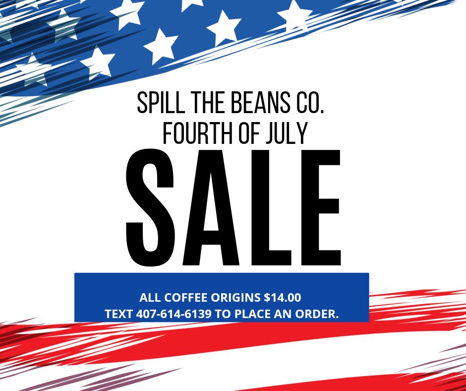 SpilltheBeansC3's tweet photo. 4th of July Sale, Sale!!! #CoffeeLover #coffeeroasters #foodlover #beverage #coffeeforteachers #caffeineaddict #localcoffeeroaster #teacherslovecoffee #teacherownedbusiness https://t.co/VDAatsVGmI https://t.co/JAhst0vtP4