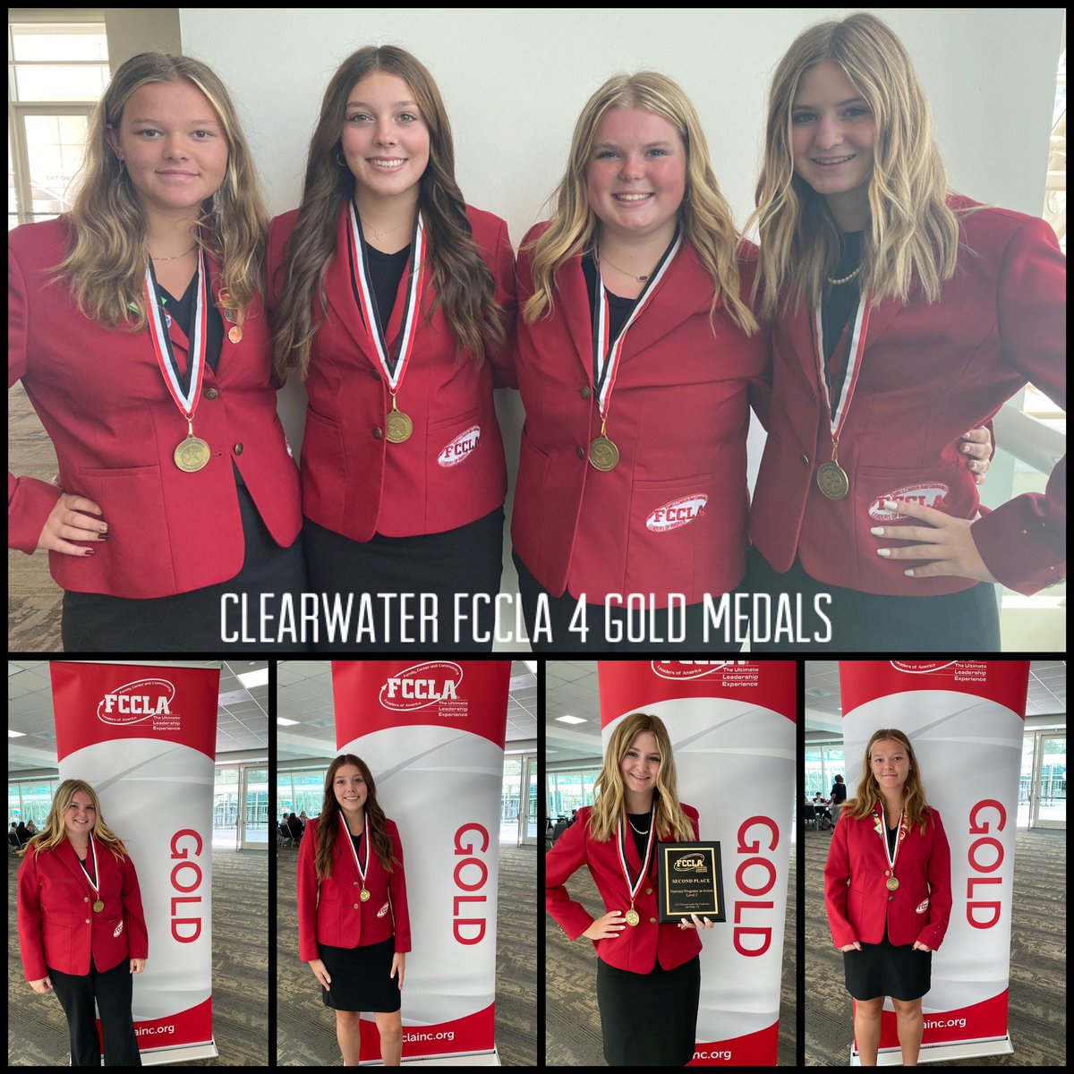<a href="/ClearwaterCHS/">Clearwater High School</a> FCCLA is bringing home 4 Gold Medals!! #FCCLANLC <a href="/KSFCCLA/">Kansas FCCLA</a> <a href="/Districtifccla/">District I FCCLA</a>