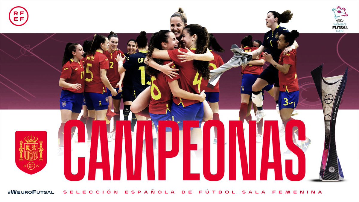 SD_RadioMula's tweet photo. La muleña Noelia Montoro Campeona de España junto a la Selección Española de Fútbol Sala Femenino. 

La selección española se ha impuesto en la Final a Portugal por 1-4 en los penaltis, tras empatar 3-3, y consigue su segundo campeonato de Europa consecutivo. 

¡Enhorabuena! https://t.co/IjwehoXoX5