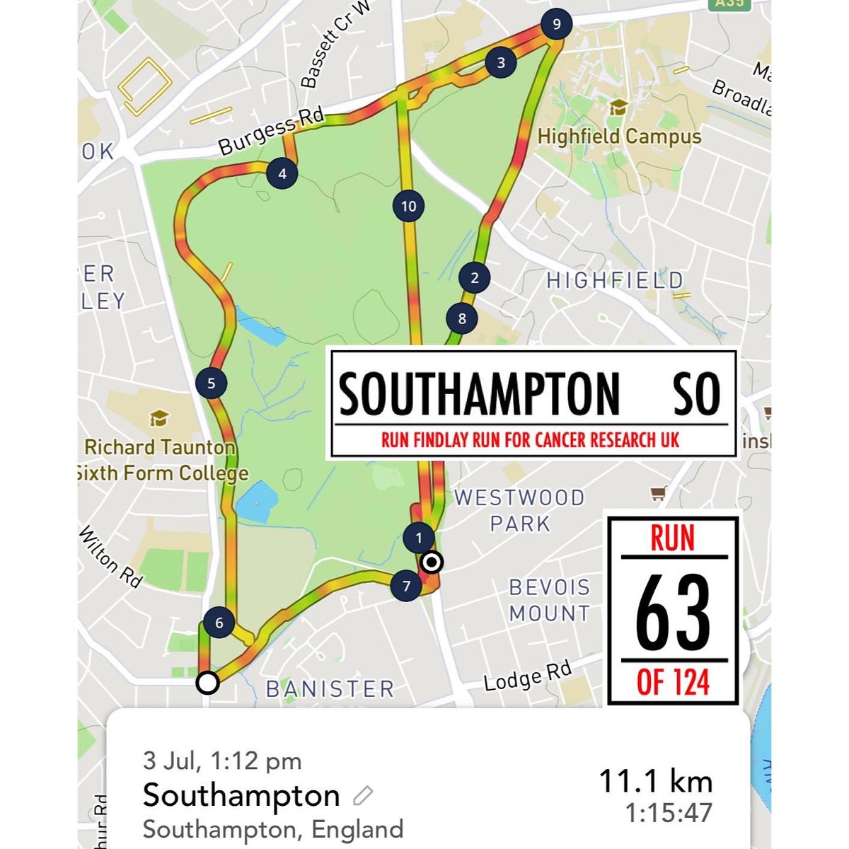 RunFindlayRun's tweet image. Run 63 of 124  #RunFindlayRun for @cr_uk #Running 10km every postcode in UK.  Today was #Southampton with it medieval walls, ferries and yachts as well as the hare trail. A wonderfully vibrant feel and a rather splendid common to run around after some photo fun.