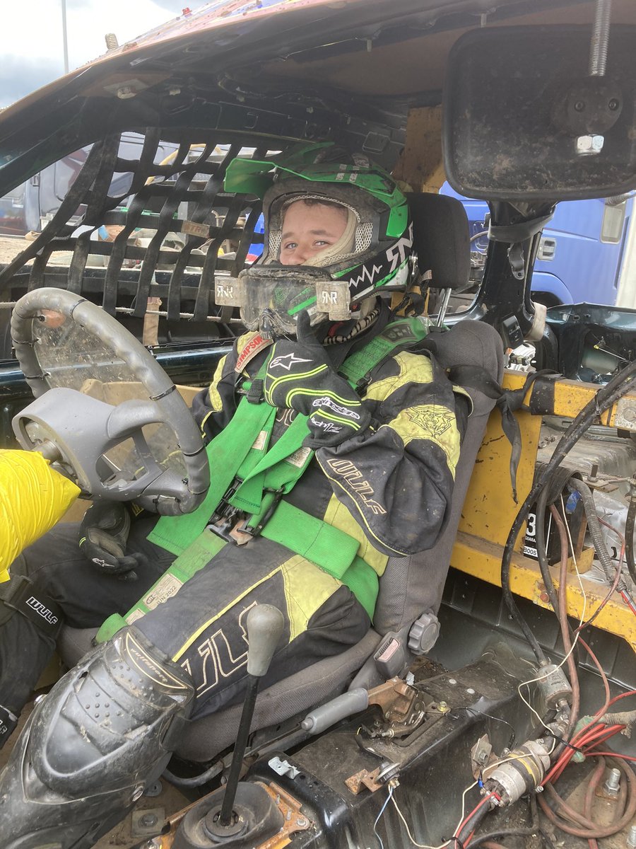 Had a cracking day watching my nephew race junior bangers at Kings Lynn, he may not of finished a race but the smile says it all. For a 14 year old, he can certainly throw a car into the corners on a shale speedway track!!