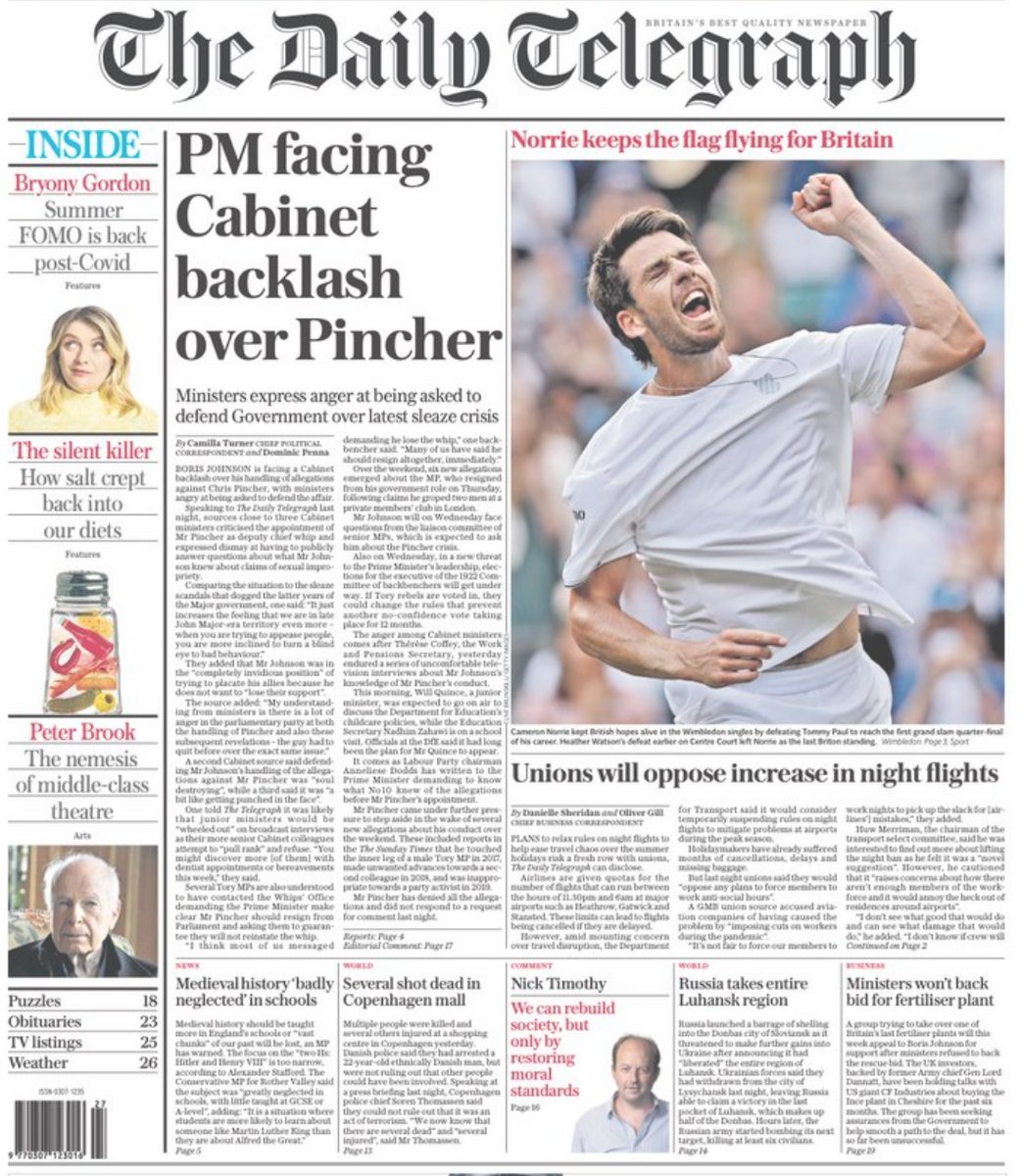 Torygraph still turning, slowly but turning ... #JohnsonOut160 #JohnsonOut161