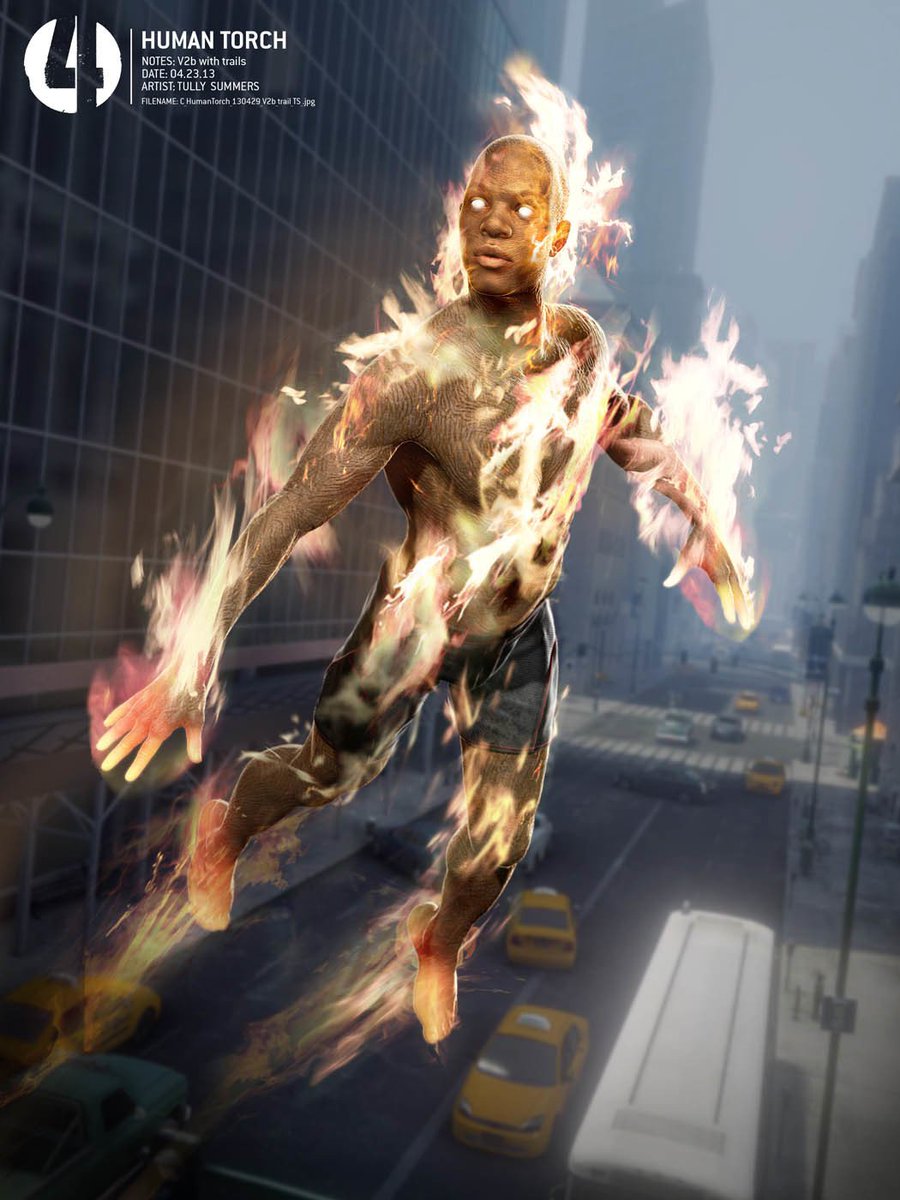 Tully_Summers's tweet photo. Johnny Storm (the Human Torch) for Josh Trank's Fantastic Four. Josh wanted his skin to take on a lava like texture when he ignited. https://t.co/3TYStyYqmb