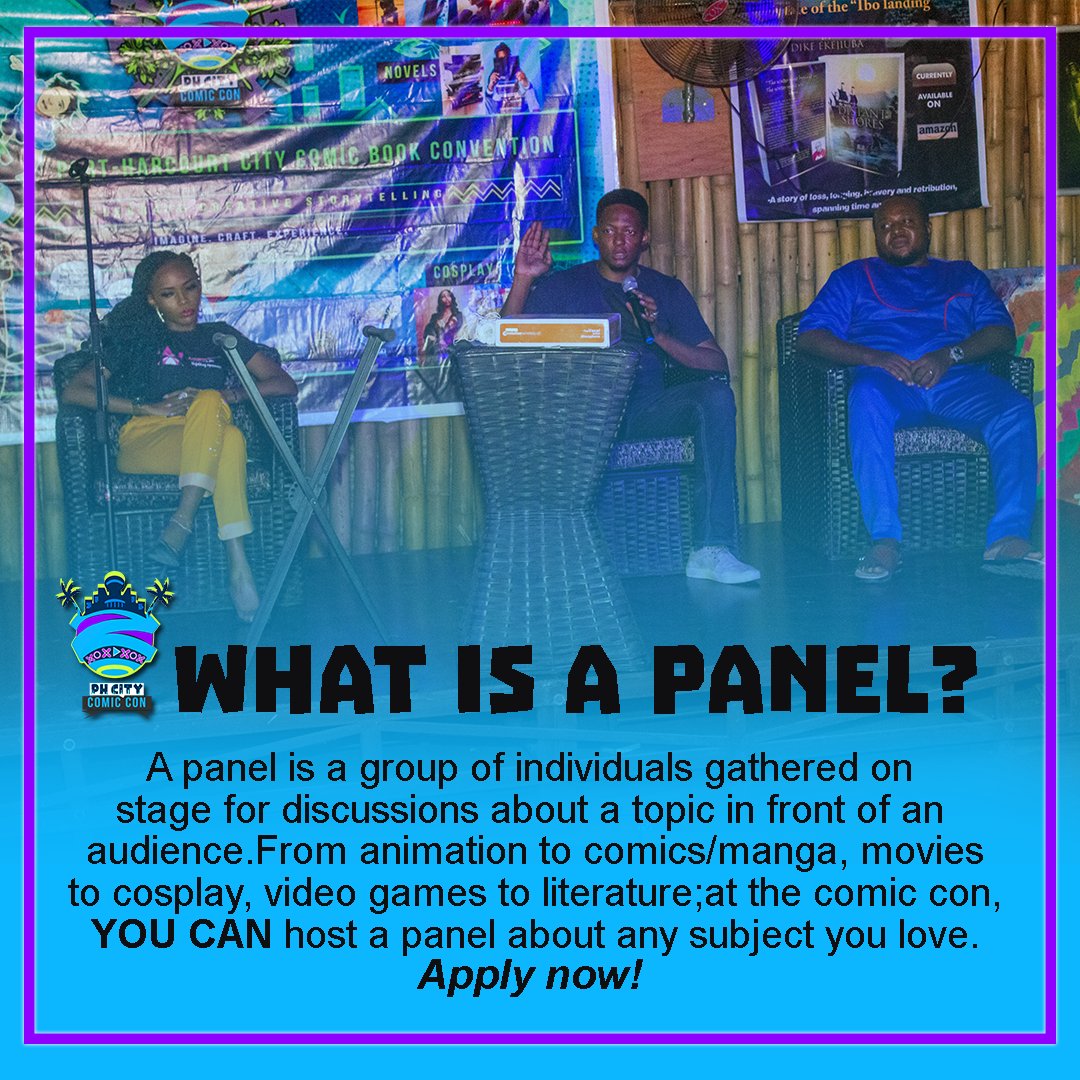 Let's make this years event memorable. We need fun, interesting and creative panel programming for PH3C 2022. Submit your panel idea now. Call/Whatsapp 08062083097 or 08134337662

#paneldiscussion #arttalk #comicconpanel #discussions #animation #africananimation #nigeriancomics