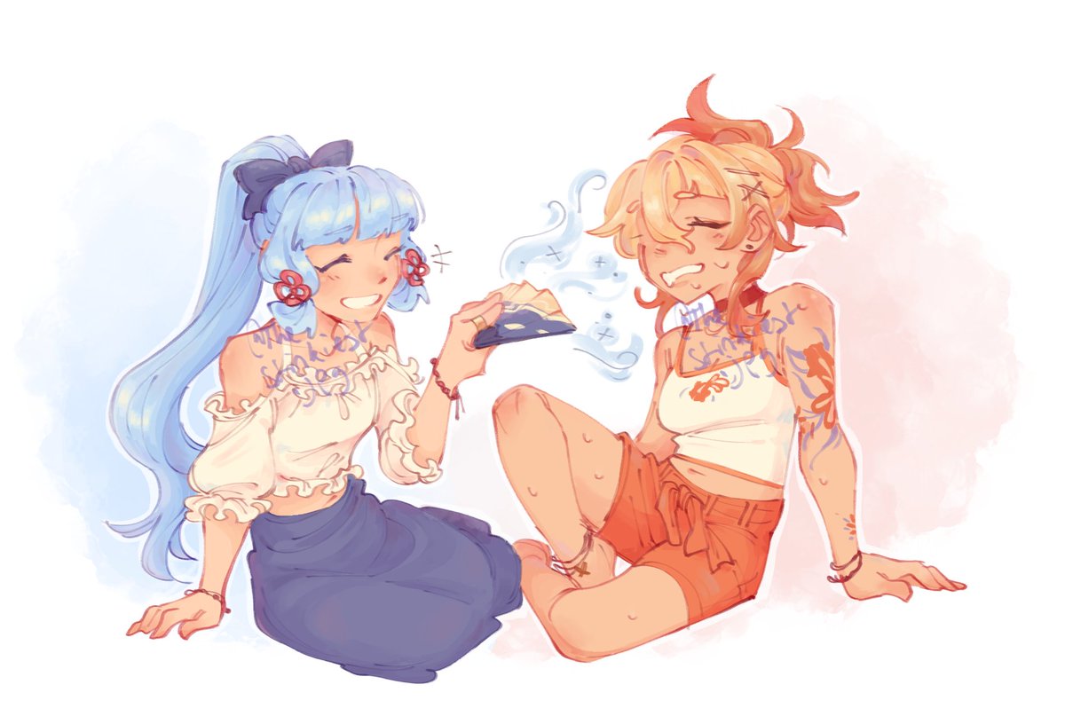 M30W73R7's tweet image. 🌸summer heat🦋#ayaka #yoimiya #genshin #genshinimpact #ayamiya #yoiyaka