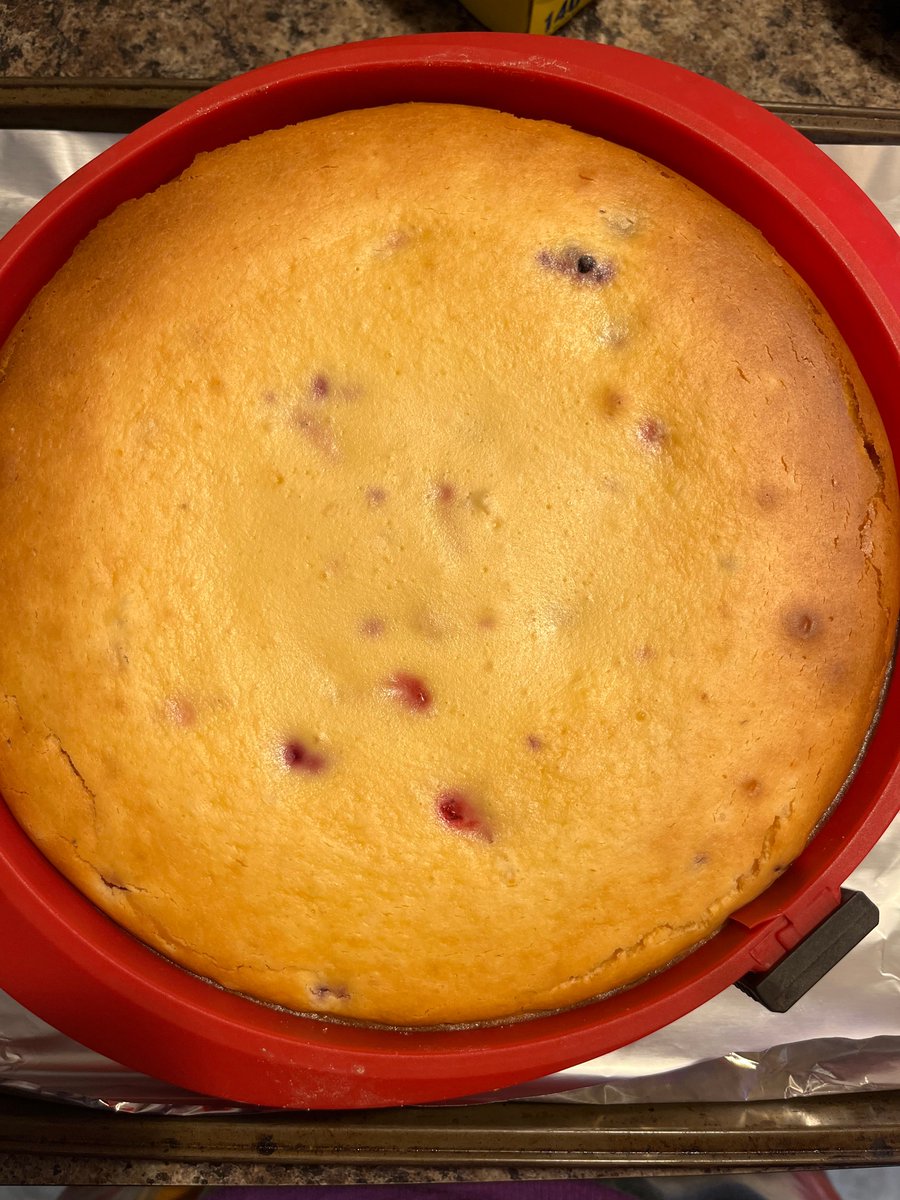 acsaville's tweet photo. Cheesecake #4 complete! This is a triple berry cheesecake with blueberries, raspberries, and blackberries. To serve, I have some homemade blueberry vanilla cinnamon jam that I think will be sublime on top! I'm real curious to see how this one turned out! https://t.co/x9sDiZxcE3