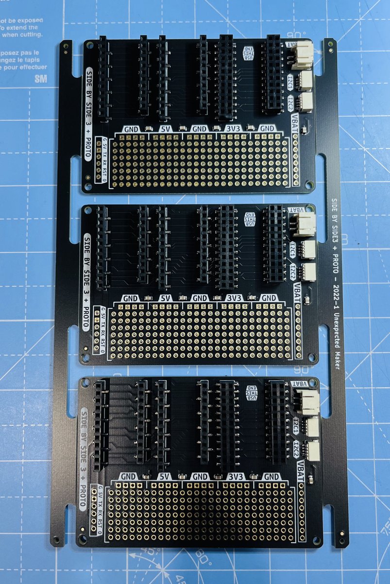 unexpectedmaker's tweet image. Finally have my production line free, so making a bunch of my new #prototyping boards - First panel of the 3UP+Proto panel just assembled!
#TinyPICO #TinyS2 #TinyS3 #maker #electronics #esp32