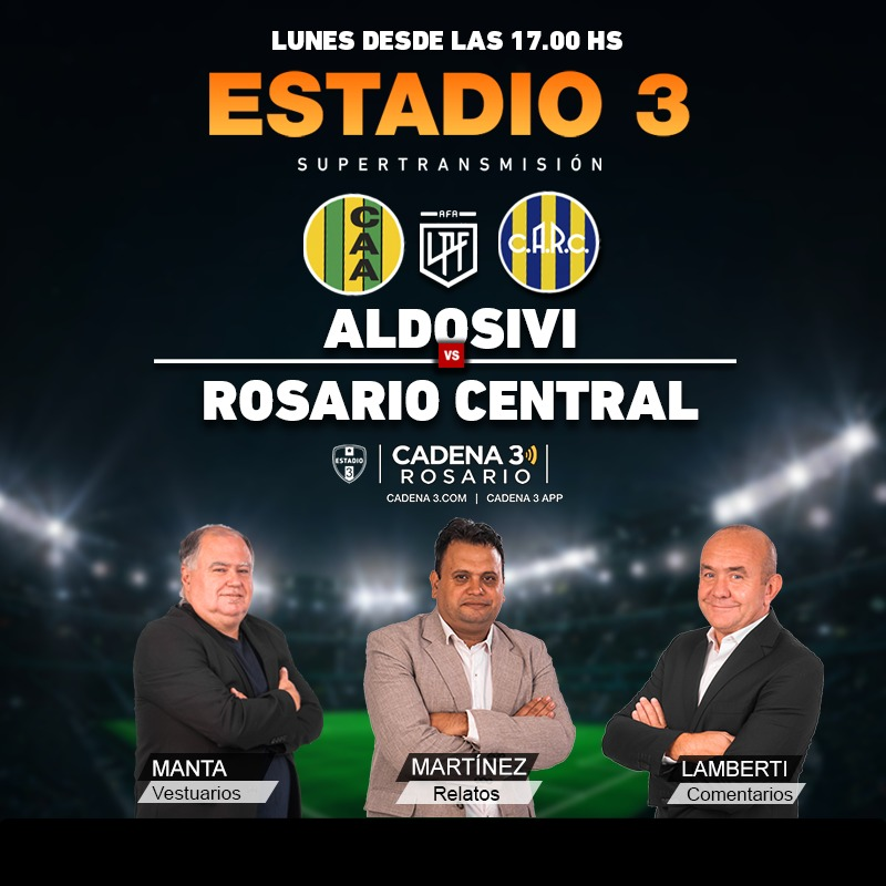 ¡SUPERTRANSMISIÓN HISTÓRICA EN LA CIUDAD! ⚽️
Mañana desde las 19 horas vamos a transmitir en vivo y simultáneo los partidos de Newells y de Rosario Central 🏆
No te vas a perder absolutamente nada de lo que pase con los dos equipos.
¡CON LA PASIÓN DE SER TESTIGOS! ⚽️👏 <a href="/Estadio_3/">Estadio_3</a>