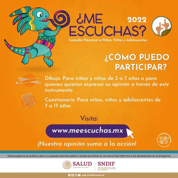 La Consulta Nacional #MeEscuchas2022
¡Queremos escucharte! Participa todo julio en meescuchas.mx