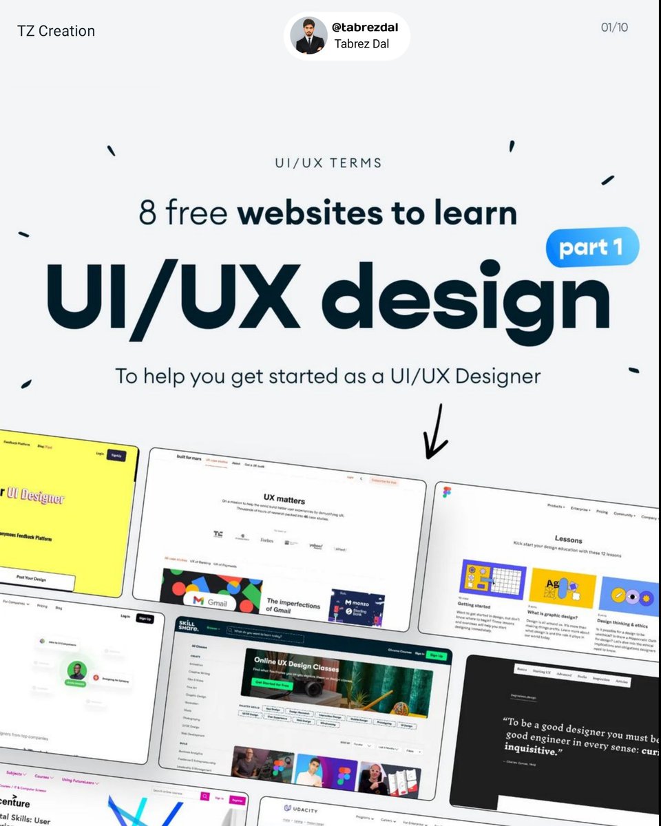 tabrezdal's tweet image. 8 websites and apps that will help you at the beginning of your journey as a UI/UX designer
.
For whole post checkout @thetzcreation on Instagram 
.
#uiuxdaily #uiuxtips #uiuxunlimited #uiuxcafe #intags #uiux #freeresources #uiuxdesigner #uiuxgram #uiuxmobile #uiuxcreative