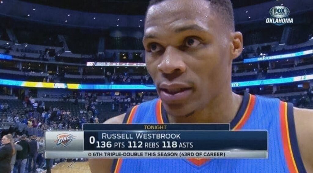 RT @RussFcb: Never forget when Russell Westbrook dropped 136/112/118 against The San Antonio Spurs in 15th overtime https://t.co/edlpUmPFDH