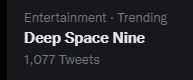 dollcharts's tweet photo. you love to see deep space nine love, absolutely the best star trek series hands down https://t.co/hheF5MAbkm