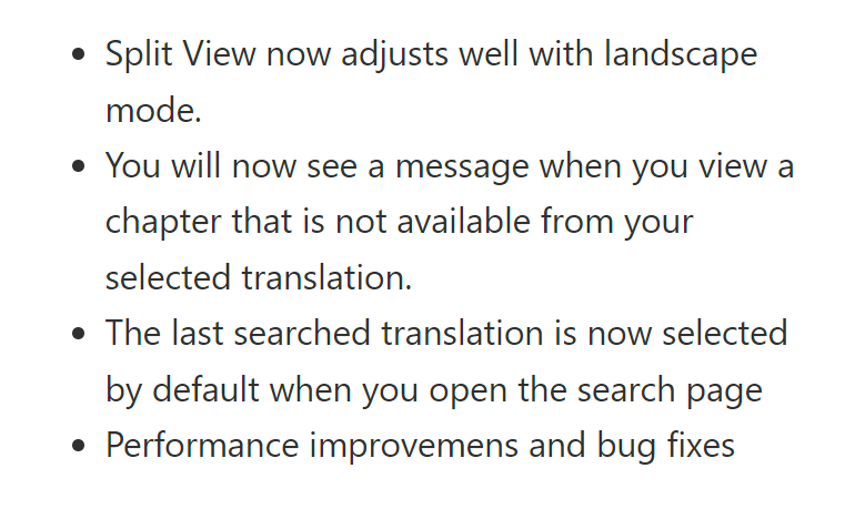 DigitalBibleApp's tweet photo. Maintenance release update is on its way to App Store and Google Play Store. https://t.co/4jua46vvwo