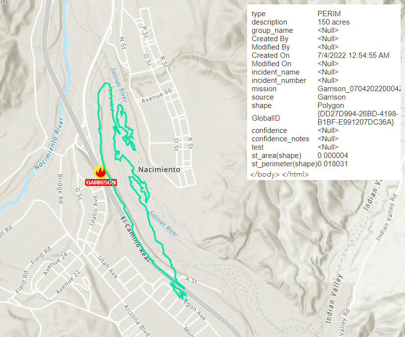 CAFireScanner's tweet photo. #GarrisonFire (#CampRoberts, Monterey Co) - The fire has been mapped at 150 acres by Intel 12. Still making good progress & minimal smoke left on cameras, copters running out of targets. https://t.co/vVqlq643DR