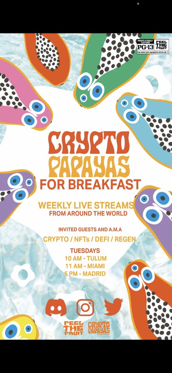 This is what’s coming next…
DON’T FORGET TO JOIN US IN OUR FIRST CRYPTO PAPAYA BREAKFAST 🟠🟠🟠