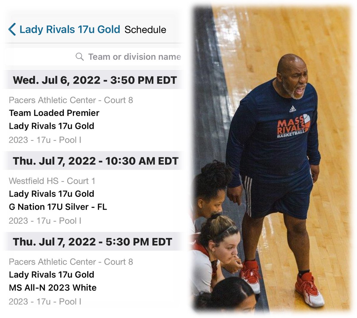 Ricky Oliver (@nelpocoacho) on Twitter photo Super Excited to be headed to Indy this week with the Lady Rivals 17U Gold & 15, 16, & 17 3SSB Lady Rivals!!! ⚔️⚔️⚔️ followed by Rock Hill SC for Adidas Session 2 #TheRivalsWay <a href="/NELPOCOACHO/">Ricky Oliver</a> <a href="/LadyRivals/">Lady Rivals</a> <a href="/slbdgbb/">SLBDGBB</a> Super Excited to be headed to Indy this week with the Lady Rivals 17U Gold & 15, 16, & 17 3SSB Lady Rivals!!! ⚔️⚔️⚔️ followed by Rock Hill SC for Adidas Session 2 #TheRivalsWay <a href="/NELPOCOACHO/">Ricky Oliver</a> <a href="/LadyRivals/">Lady Rivals</a> <a href="/slbdgbb/">SLBDGBB</a>