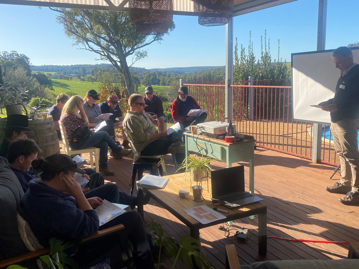 ag_southwestnrm's tweet photo. Discussing the WA Drought Hub with livestock producers on Friday. Node Leads like @SWCCNRM want to understand stakeholder needs and help co-design priority projects. https://t.co/VBtCowJuV9 #FutureDroughtFund  @GGA_WA https://t.co/03LoBFhWKx