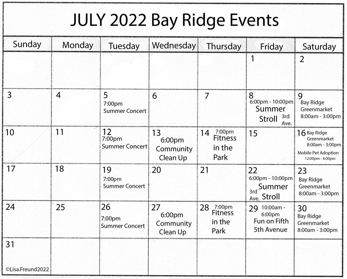 RidgeReporter's tweet image. #July2022 #BayRidge #Brooklyn #NY July 2022 Bay Ridge Events 🇺🇸🎼🐶🌽