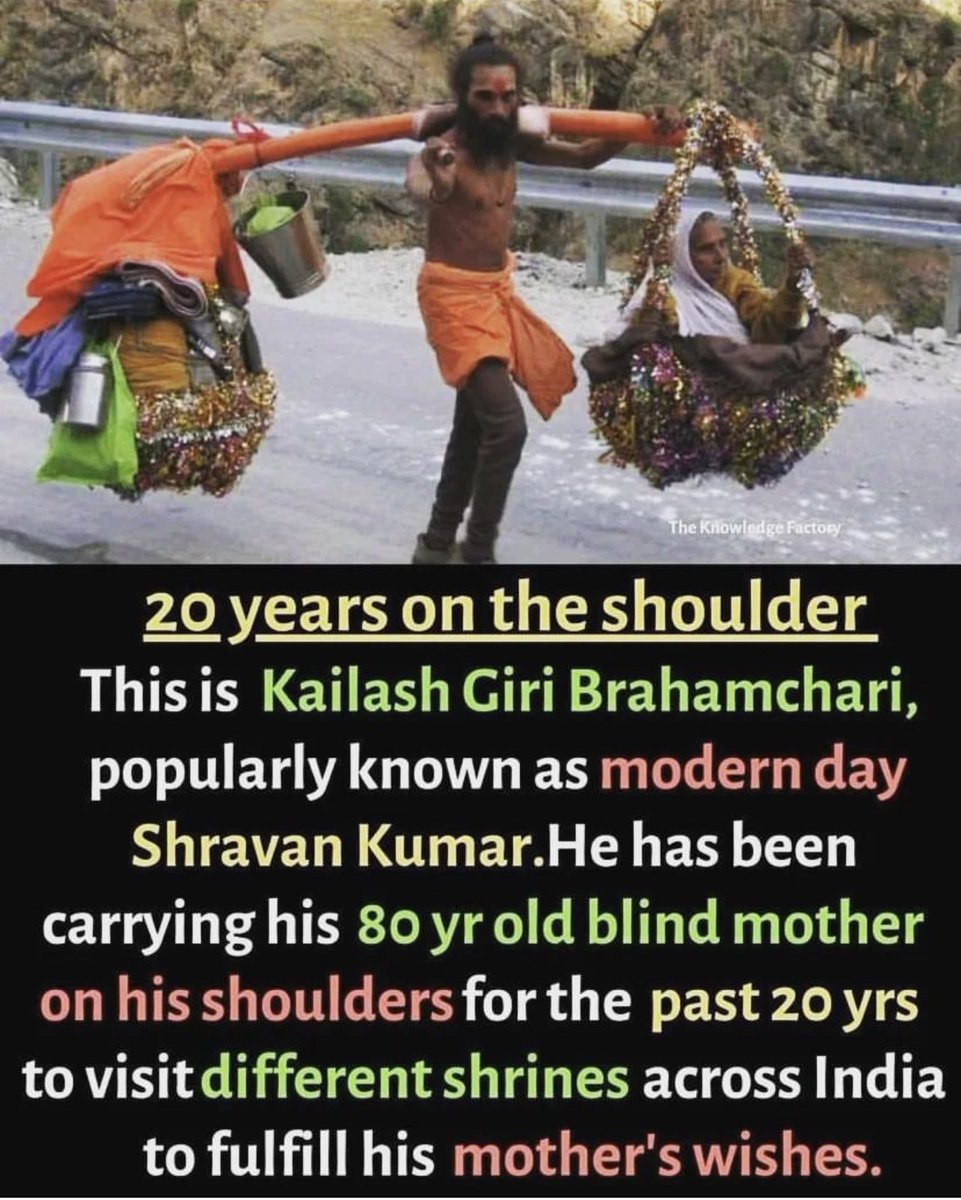 AnupamPKher's tweet photo. The description in the pic is humbling! Pray it is true! So If anybody can find the whereabouts of this man please do let us know. The @anupamcares will be honoured to sponsor all his journeys with his mother to any pilgrimage in the country all his life. 🙏🕉 #MondayMotivation https://t.co/Ec6dDE1QbN