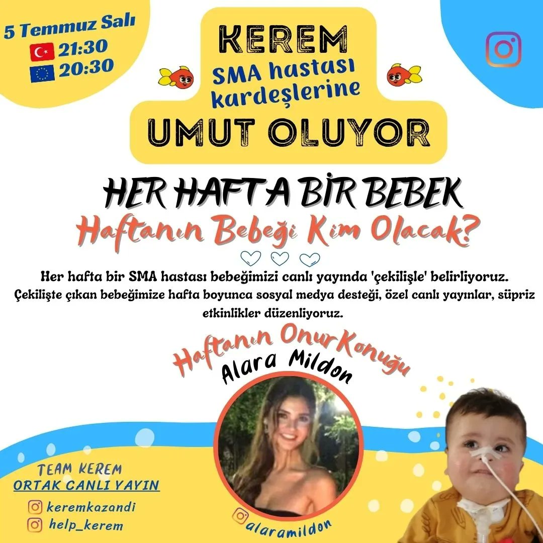 Çok heyecanlıyız! Kerem kardeşlerine UMUT OLUYOR 🙏🏻 Başvuruları aldığımız bebekleri yapacağımız çekilişle belirliyoruz. HER HAFTA BİR BEBEK İÇİN ÇALIŞIYORUZ! İlk çekiliş yarın. Yanımızda mısınız? ❤️
➡️Listemiz yorumlarda!

SEYYANEN ZAM #Binance Ümraniye #dolar #delicavus Bağ-Kur