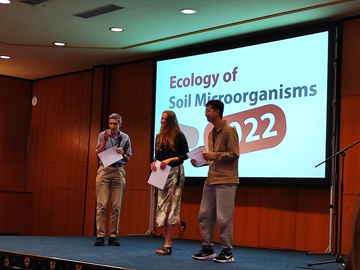 Poster Awards <a href="/ecology_soil/">Ecology of Soil Microorganisms</a>
at the Ecology of Soil Microorganisms conference go to
Haotian Wang (Thünen Institute), Theresa Rzehak (Universität Innsbruck), and Lydie Jakubová (University of Chemistry and Technology, Prague). Sponsored by FEMS Microbiology Ecology <a href="/FEMSmicro/">FEMS</a>