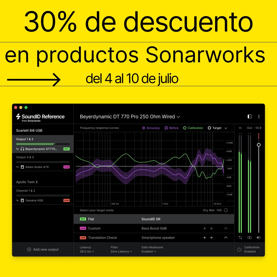 BitBeatAudio's tweet image. Desde hoy y hasta el 10 de julio, todos los productos de @Sonarworks tienen un 30% de descuento. Puedes beneficiarte de esta promo en @cutoffproaudio, @drunkatools, @microFusa, @DJManiaES  o @MadridHiFi  

Te contamos todos los detalles en nuestro blog 👉bitbeat.es/blog/flash-sal…