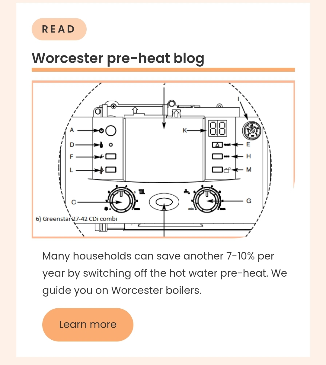 Jo Alsop - The Heating Hub on X: Do you have a Worcester or Ideal combi  boiler? Is the pre-heat switched on? Boilers use around 900kWh per year to  pre-heat the hot
