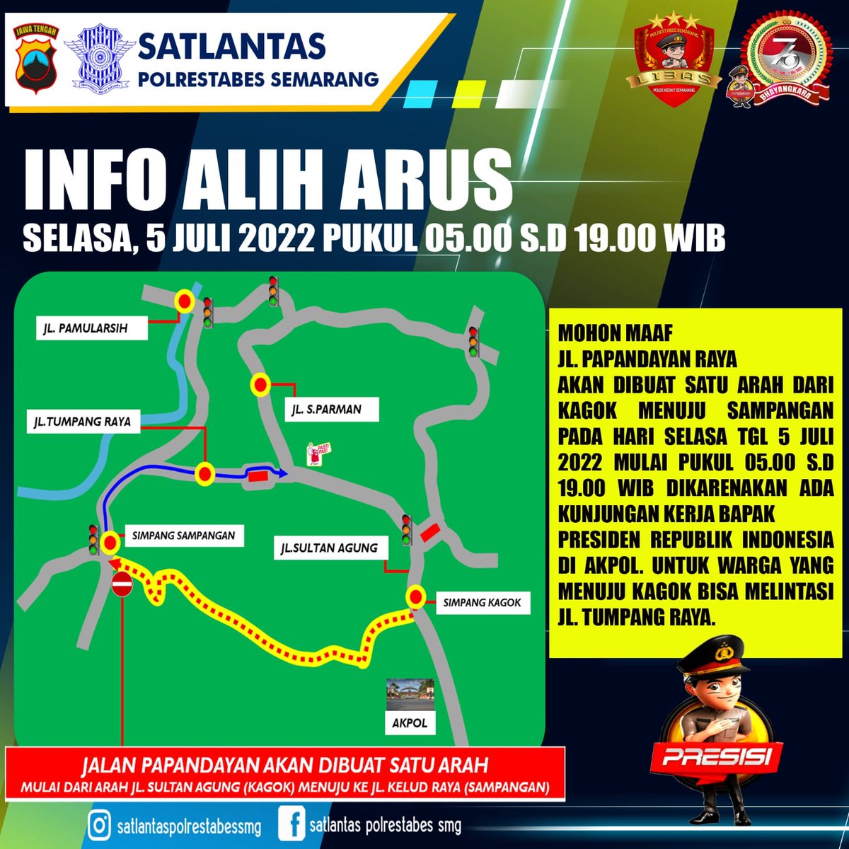 INFO TERBARU, UNTUK PENGALIHAN ARUSNYA MULAI PUKUL 05.00 WIB S.D. 19.00 WIB YA GAES 😇🙏