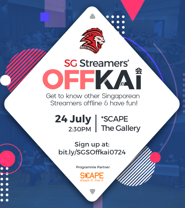 SGStreamers's tweet photo. #SGStreamers OFFKAI event is HERE! Head down to *SCAPE The Gallery for an afternoon of fun and games with fellow streamers on 24th July from 2:30pm to 5:00pm!

Sign up at https://t.co/D7NSlY9RO6

Registration closes 19/7/2022 2359hrs - Don't wait, sign up now! https://t.co/kRm0IczGex