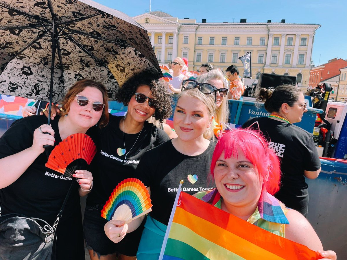Together with <a href="/supercell/">Supercell</a>, <a href="/nxtgms/">Next Games, A Netflix Game Studio</a> and @WeInGamesFI we were proud to support the <a href="/helsinkipride/">Helsinki Pride -yhteisö</a> Parade, and to take part in making #bettergamestogether for the years to come.🏳️‍🌈❤️ #workingwithpride #helsinkipride2022