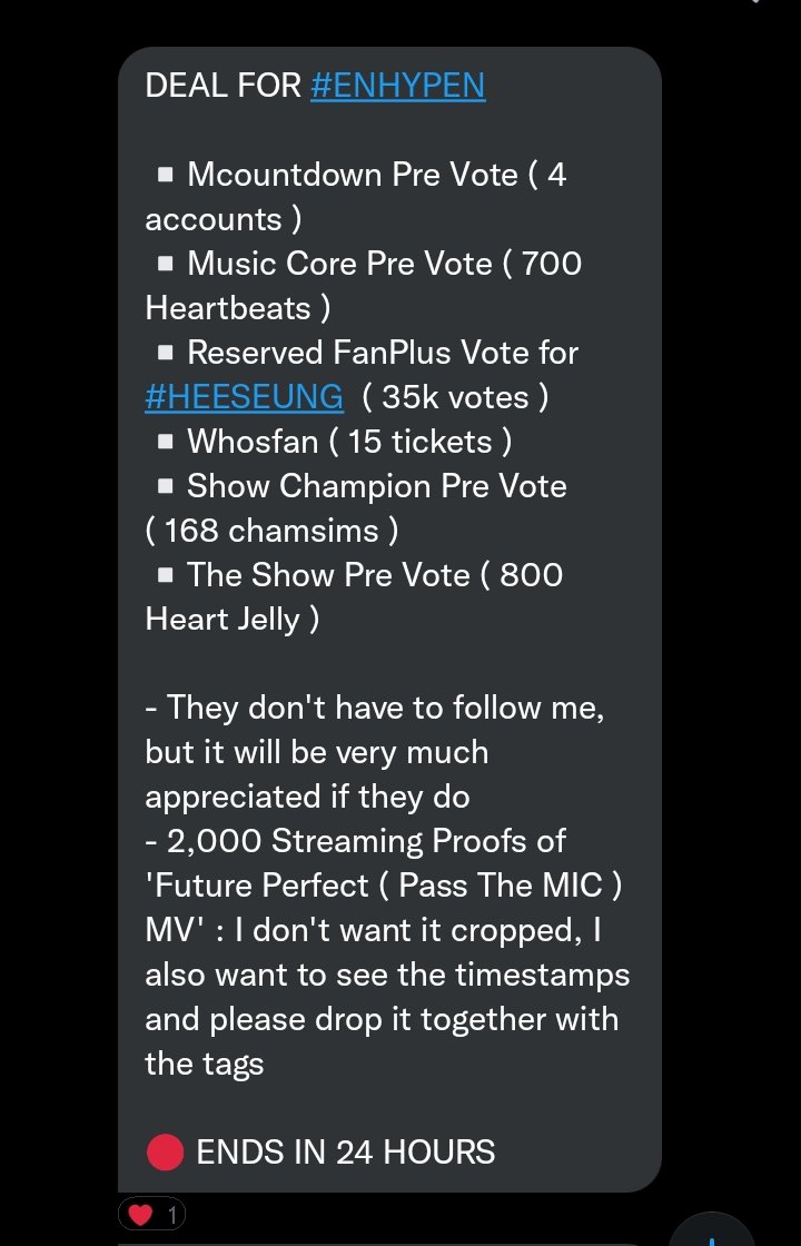 aub_pjsong's tweet image. ⚠️BIG CB PACKAGE DEAL FOR #ENHYPEN
(Prizes stated below)
 
🎯2,000 Streaming Proofs of 'Future Perfect ( Pass The MIC ) MV
[ DON'T crop, NEED the timestamps &amp;amp; please drop it together with the tags ]
🎯 2 proofs each user.
* Optional to follow @lheescsy
🔴 ENDS IN 24 HRS