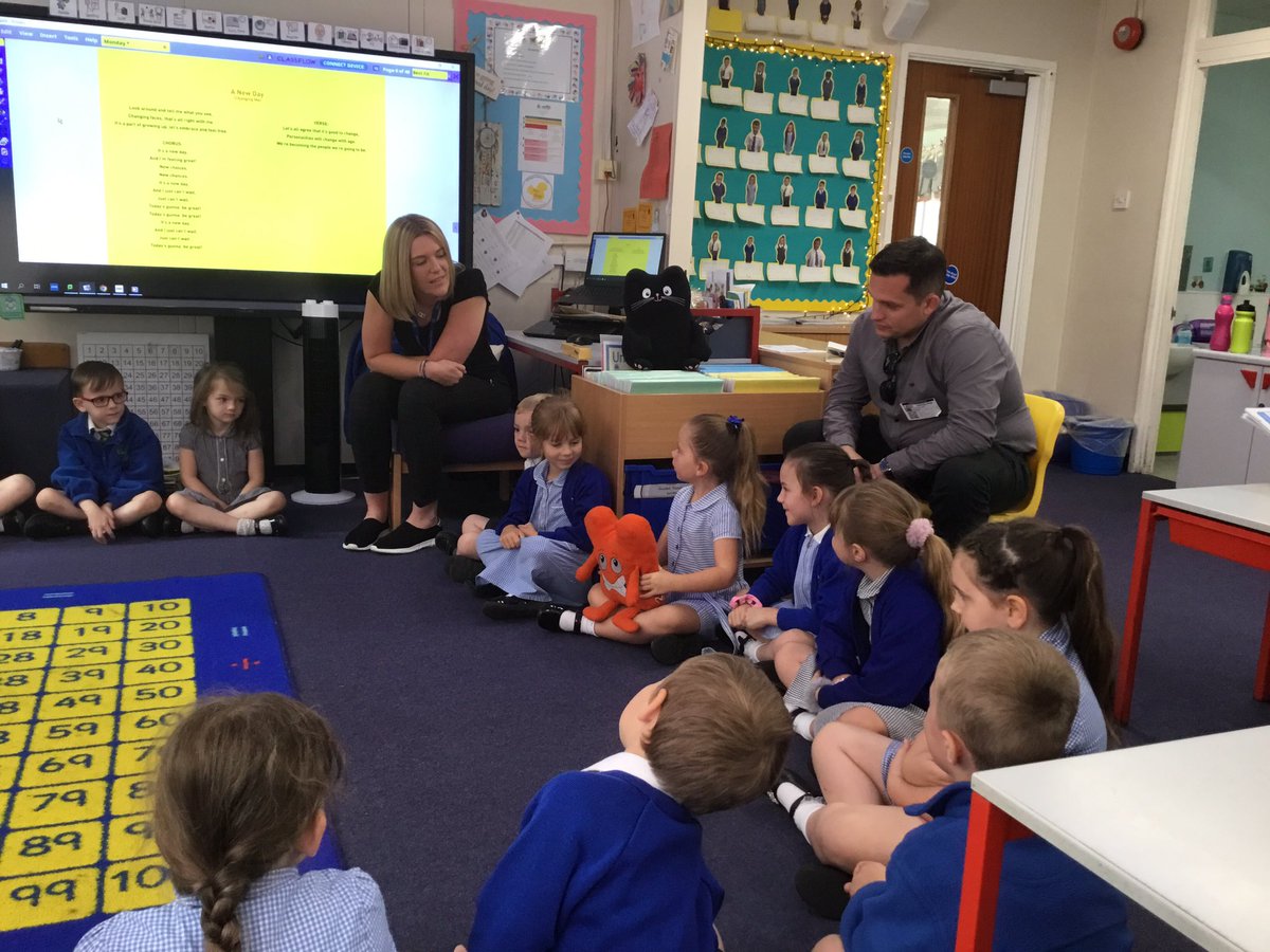 SwingatePrimary's tweet photo. Swingate loves kicking off a new week with @JigsawPSHE with some very special visitors 🧩💙👍🏽#changingme https://t.co/u80BHyEfv0