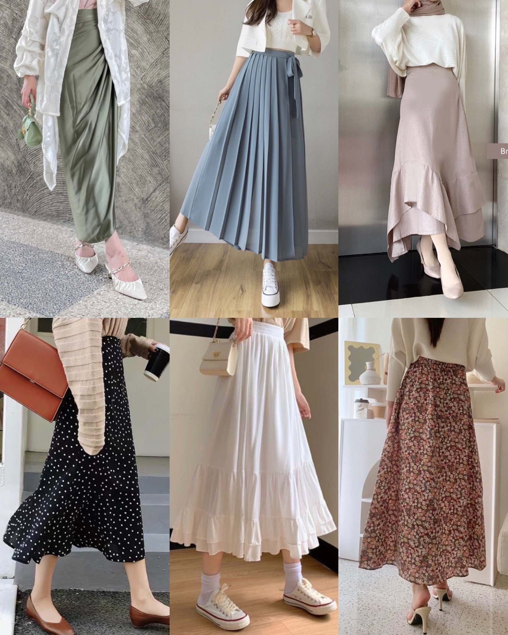 Long skirt outfit clearance korean