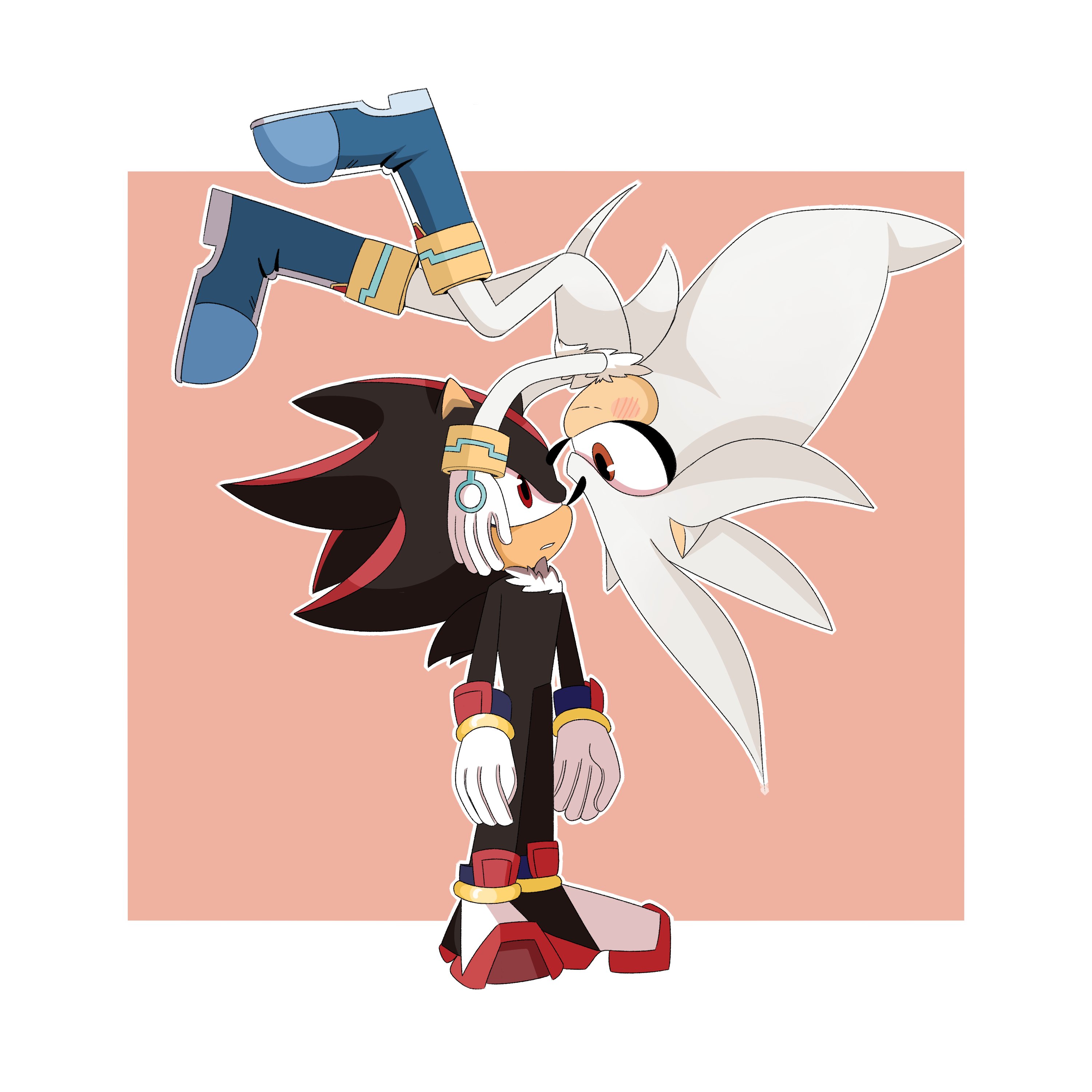 shadow the hedgehog and silver the hedgehog (sonic) drawn by sk_rokuro