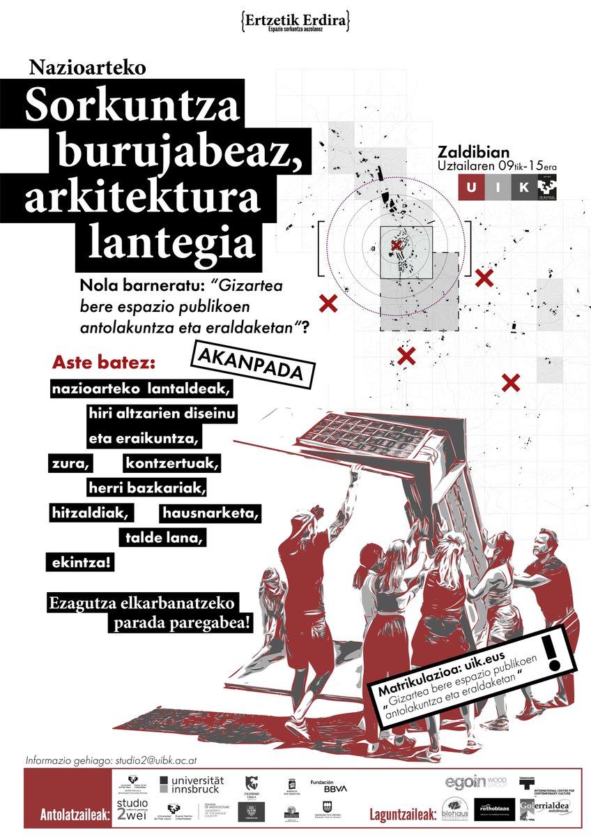 Badatozte! Arkitektura sorkuntza burujabeen nazioarteko uik-ikastaroak! 
Izen ematea:
uik.eus/eu/jarduera/gi…

<a href="/zaidamuxim/">Zaida Muxí Martínez</a> <a href="/arqsdecabecera/">Arquitectos de Cabecera</a> <a href="/zuloark/">zuloark</a> <a href="/JuleGoi/">Jule Goikoetxea</a>  <a href="/studio_zwei/">Institut für Gestaltung / Studio2</a> <a href="/uniinnsbruck/">@uniinnsbruck@social.uibk.ac.at</a> <a href="/upvehu/">UPV/EHU</a> <a href="/uik_eus/">UIK</a> <a href="/zaldibiaeus/">Zaldibiako Udala</a> <a href="/Udalbiltza/">Udalbiltza</a> <a href="/_egoin/">Egoin</a> @biohaus_es #rothoblaas