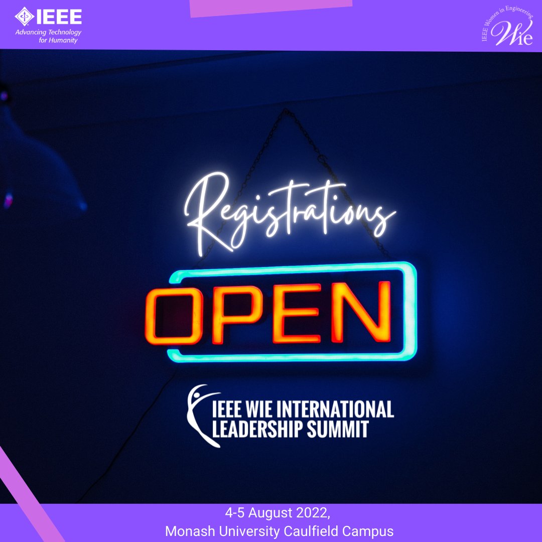 ieeevic's tweet image. Registrations are now open for 2022 @IEEEWIE International Leadership Summit - Melbourne, co-hosted by @monashengineers &amp;amp; @ieeevic.

Date: August 4-5, 2022

Location: Caulfield Campus, Monash University

Register at: attend.ieee.org/wieils-melbour…

#WomenInTech #WomenLeaders