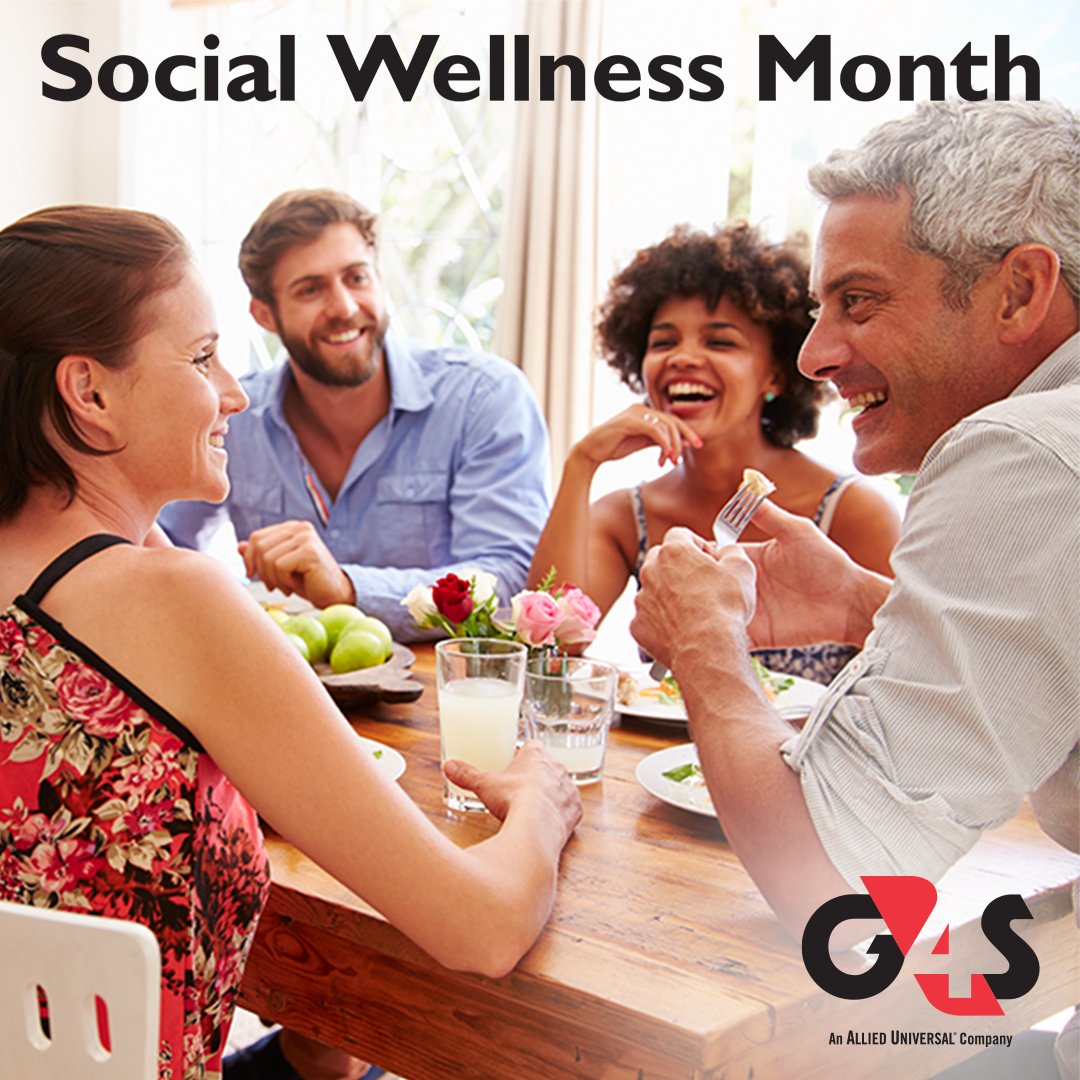 G4S's tweet image. July is Social Wellness month. Social wellness is important to ensure we build healthy, strong relationships - something of vital importance to our diverse network of colleagues around the world.