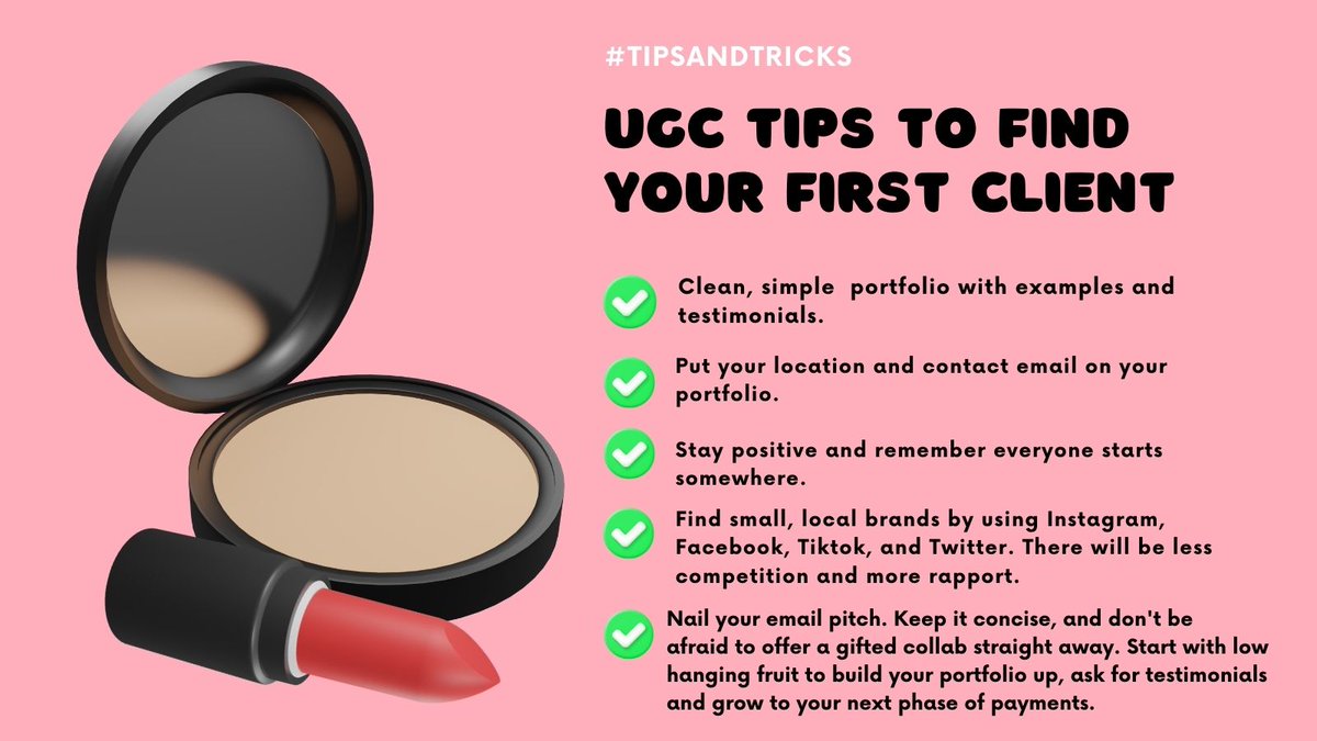 UGC_Hub's tweet image. 5 tips to find your first client. What's your best tip?  #ugccommunity #UGCcreator #ugc #ugccreators #UGCcontent