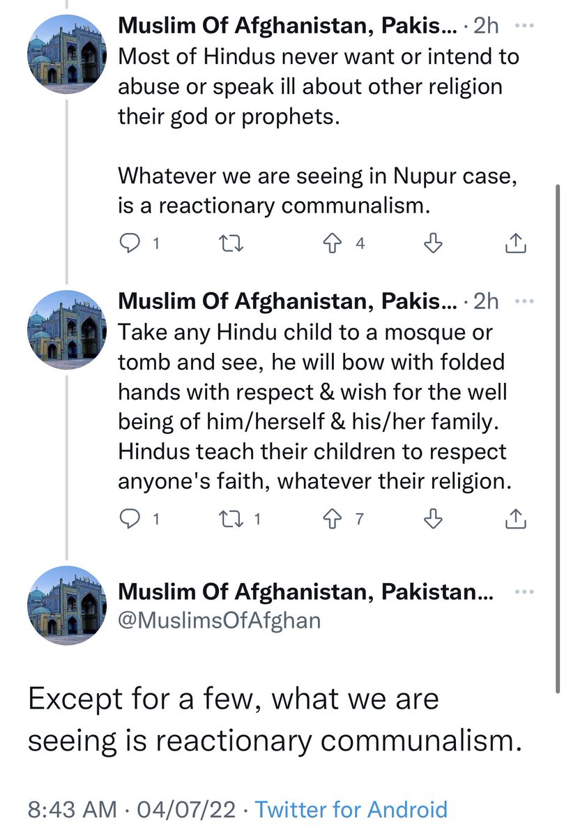 AsYouNotWish's tweet photo. Arabs and Afghans, friends for a reason.

It’s time Indian Muslims realise that respect begets respect and that politicisation of Islam via violent means can be challenged and tackled through security measures.

Get rid of your inherent hate for Hinduism to earn the lost respect. https://t.co/r5Z3FmlKqF