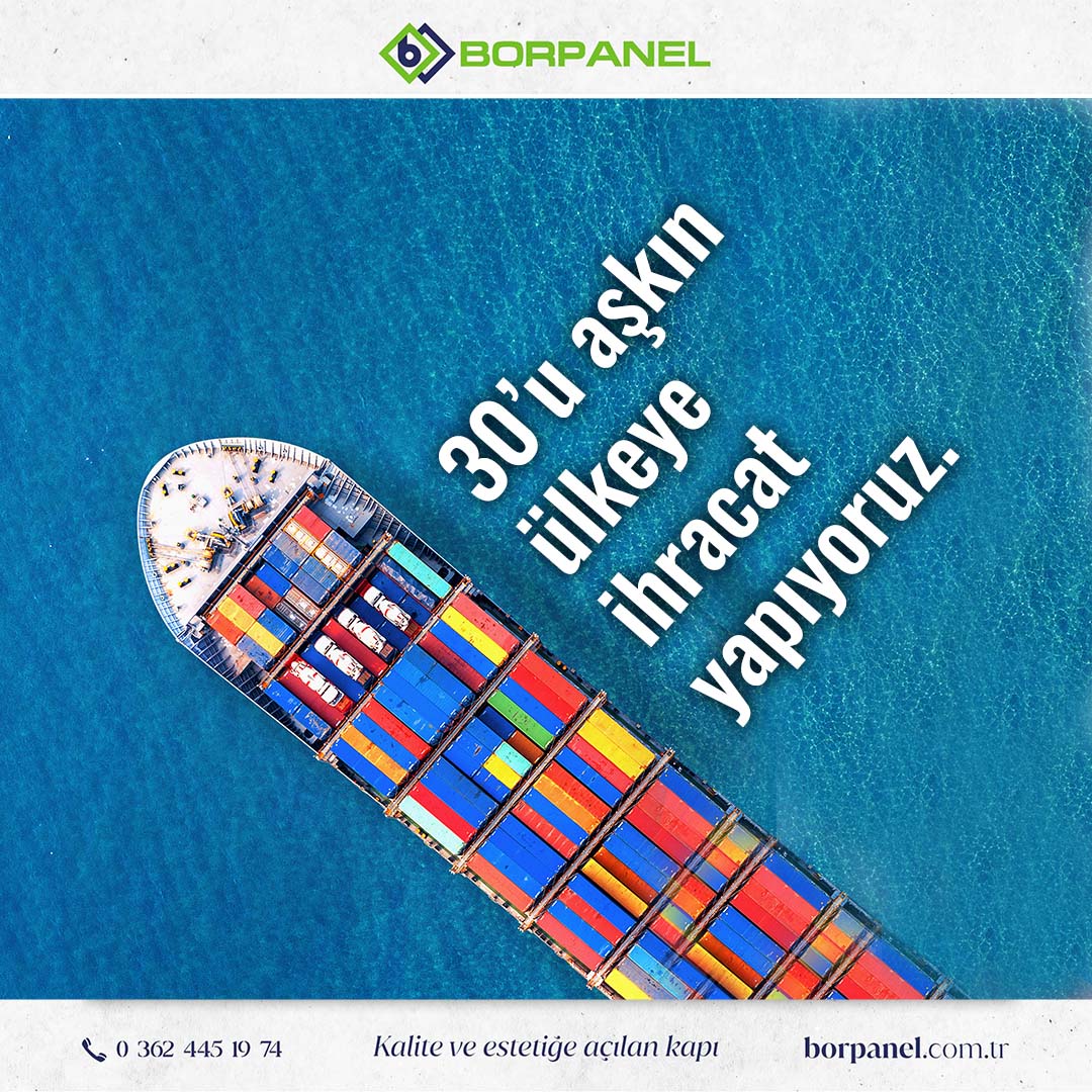 👉 30'u aşkın ülkeye ihracat yapıyoruz. 👉 We export to more than 30 countries. #borpanel #furnitureexport #door #bathroom #kitchen #mobilyaihracatı #kapı #banyo #mutfak
