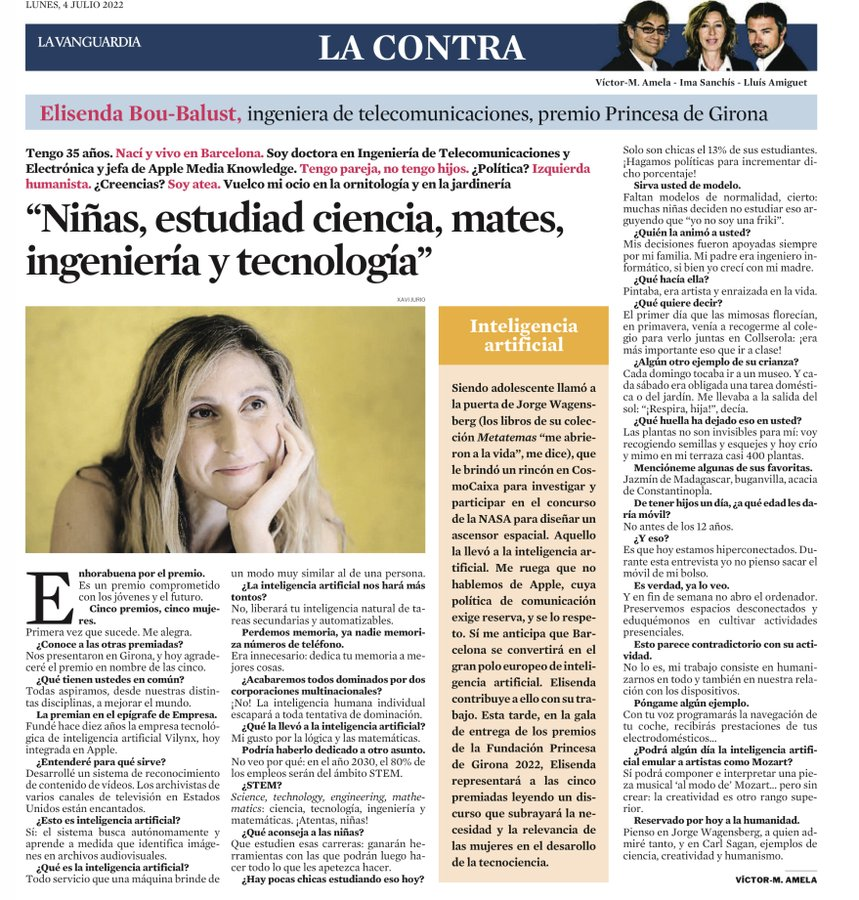 Xavier Ferràs (@xavierferras) on Twitter photo No os perdáis hoy la entrevista a <a href="/elisenda_bou/">Elisenda Bou-Balust</a> en <a href="/LaVanguardia/">La Vanguardia</a>. "En 2030, el 80% de los empleos serán STEM" No os perdáis hoy la entrevista a <a href="/elisenda_bou/">Elisenda Bou-Balust</a> en <a href="/LaVanguardia/">La Vanguardia</a>. "En 2030, el 80% de los empleos serán STEM"