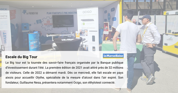 👉 Merci au journal La Marseillaise d'avoir mentionné notre participation au Big Tour d'Aix-en-Provence dans l'édition du 29 juin.

#BigTour2022 #MadeInFrance #FrenchFab #Bpi #LaMarseillaise #OCIGO #Éthylotest