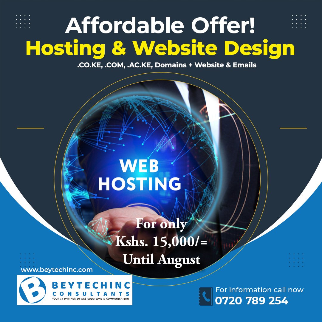 beytechinc's tweet photo. Hello Client, do you need a website? we have an offer that runs until #August. Don't be left out. You also get hosting, domain and emails. Talk to us now at info@beytechinc.com or call us +254 720 789 254 https://t.co/0tLscuNov4 https://t.co/lXeoQeGk7o