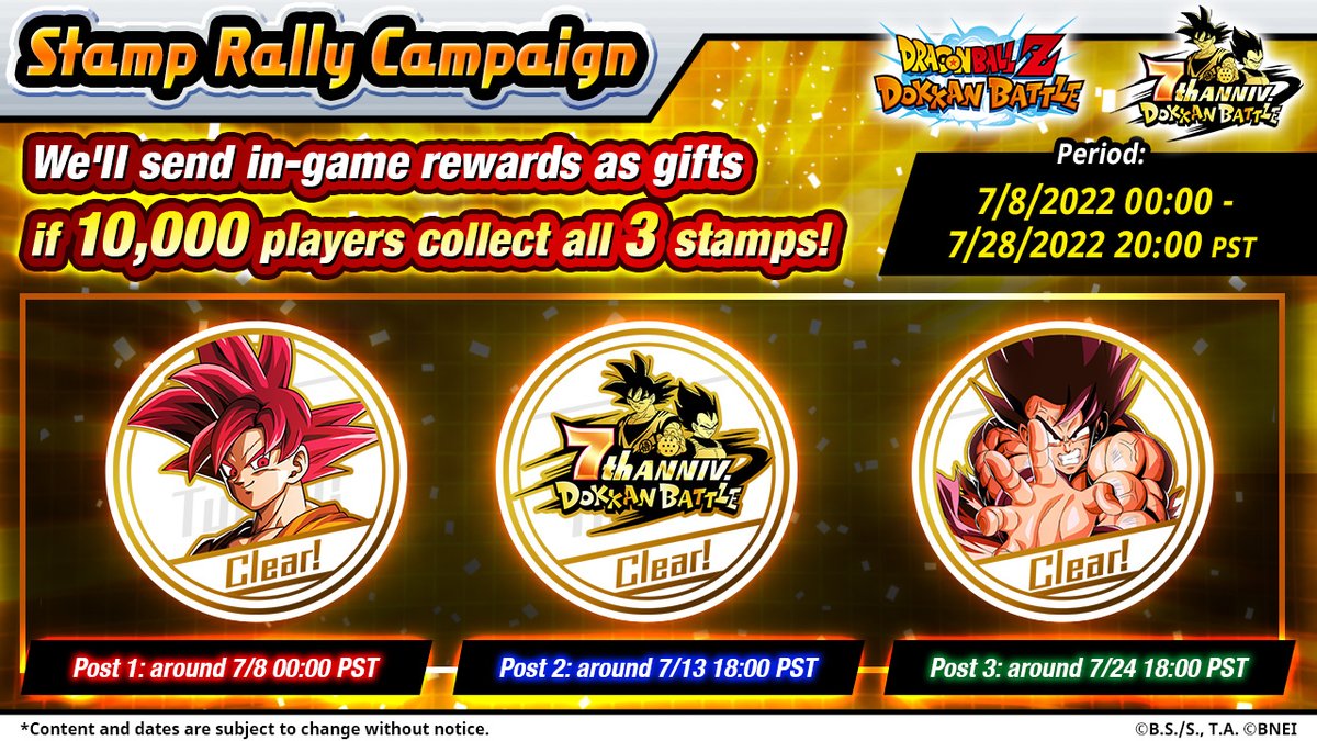 Dragon Ball Legends - Part 2 of the Twitter Stamp Rally Campaign is here!  Collect all three stamps to get in-game rewards! You can join the campaign  from the official Dragon Ball