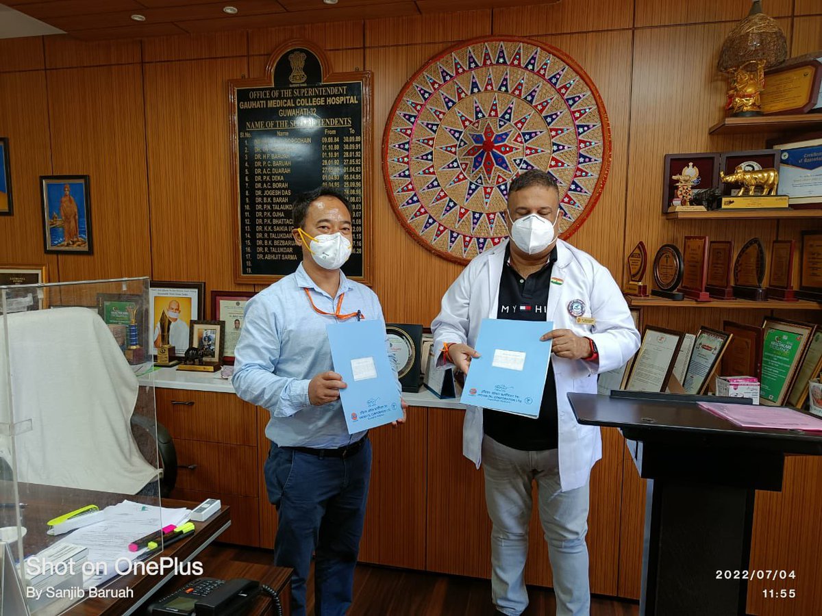 Signing of MOU with IOC Guwahati refinery for CSR activity with them. They have given us 1.64crs for a 32 slice CT machine for gmch emergency. Kudos to them. Highly obliged &amp; grateful to them.