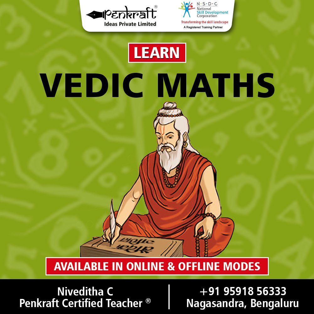 PenkraftTweets's tweet photo. Join #Penkraft and learn #VedicMaths with #PenkraftCertifiedTeacherยฎ Niveditha Arun at Nagasandra, Bengaluru
Contact Niveditha Arun on +91 9591856333 to register / details
Or visit us at https://t.co/YCizU3kuUQ
#VedicMaths #Vedic #Maths #LearnOnline #VedicMathsClasses #Penkraft https://t.co/v5o3I1nzB2